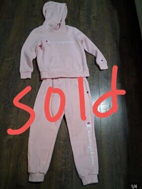 Champion Kids Pink Hoodie Jogger Matching Set Athletic Wear MK Size 5